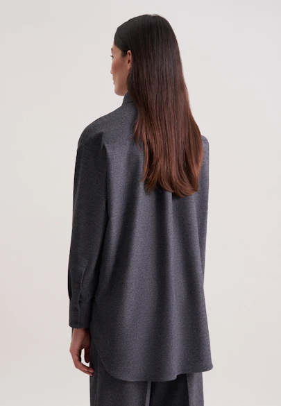 Oversized Hemdbluse aus Flanell in Grau |  Seidensticker Onlineshop