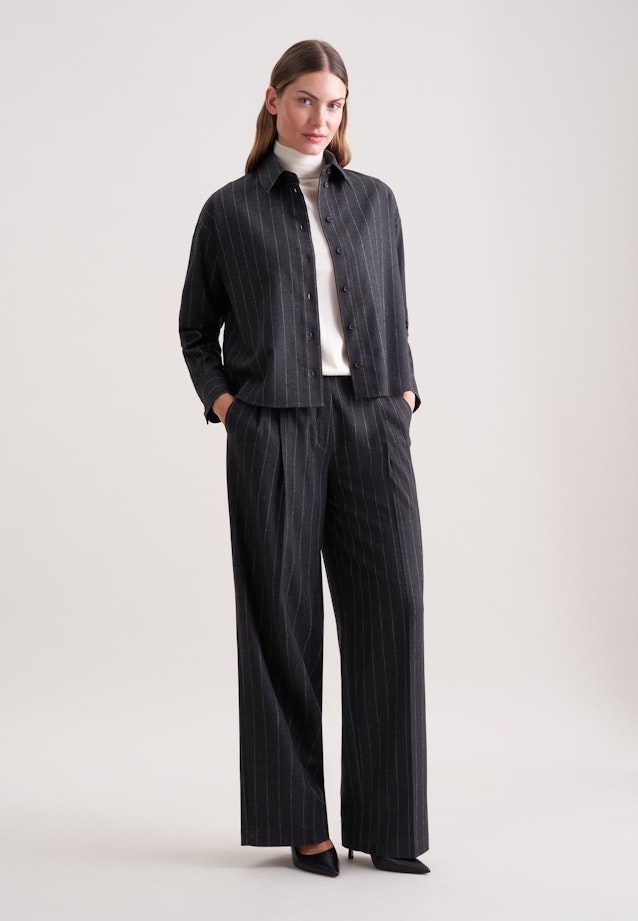 Boxy Bluse aus Flanell Nadelstreifen in Grau |  Seidensticker Onlineshop