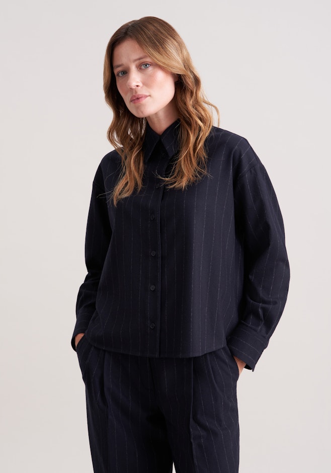 Chemisier carré en flanelle à rayures fines dans Bleu Foncé | Boutique en ligne Seidensticker