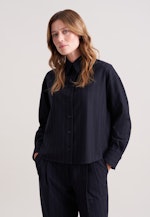 Boxy Bluse aus Flanell Nadelstreifen in Dunkelblau |  Seidensticker Onlineshop
