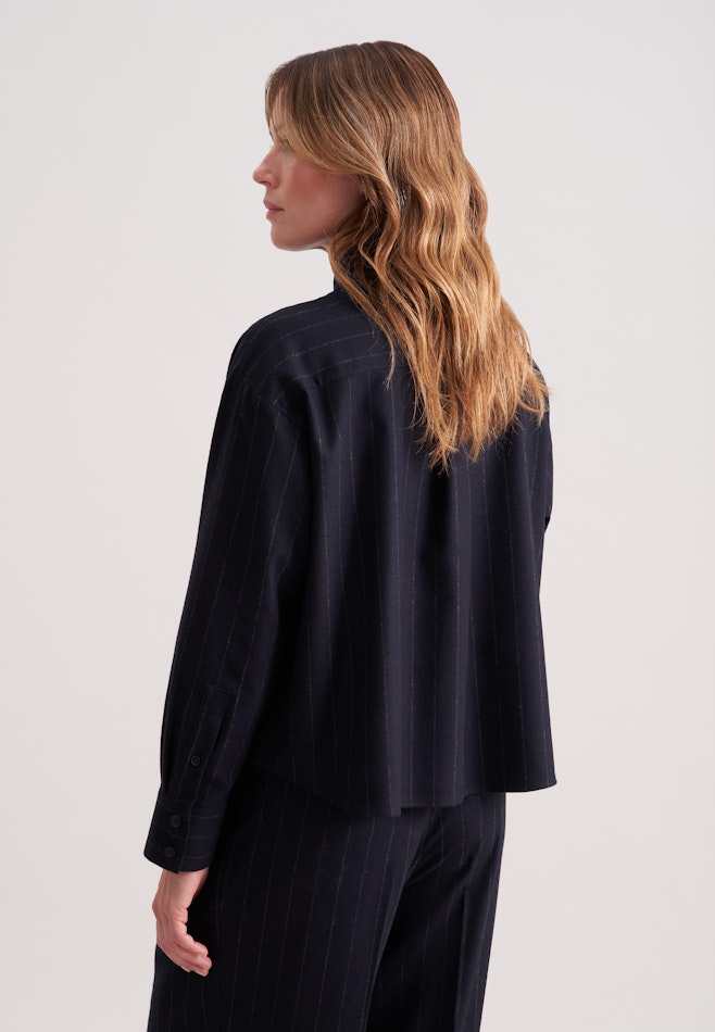 Boxy Bluse aus Flanell Nadelstreifen in Dunkelblau | Seidensticker Onlineshop