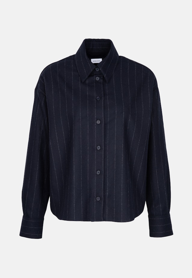 Boxy Bluse aus Flanell Nadelstreifen in Dunkelblau |  Seidensticker Onlineshop