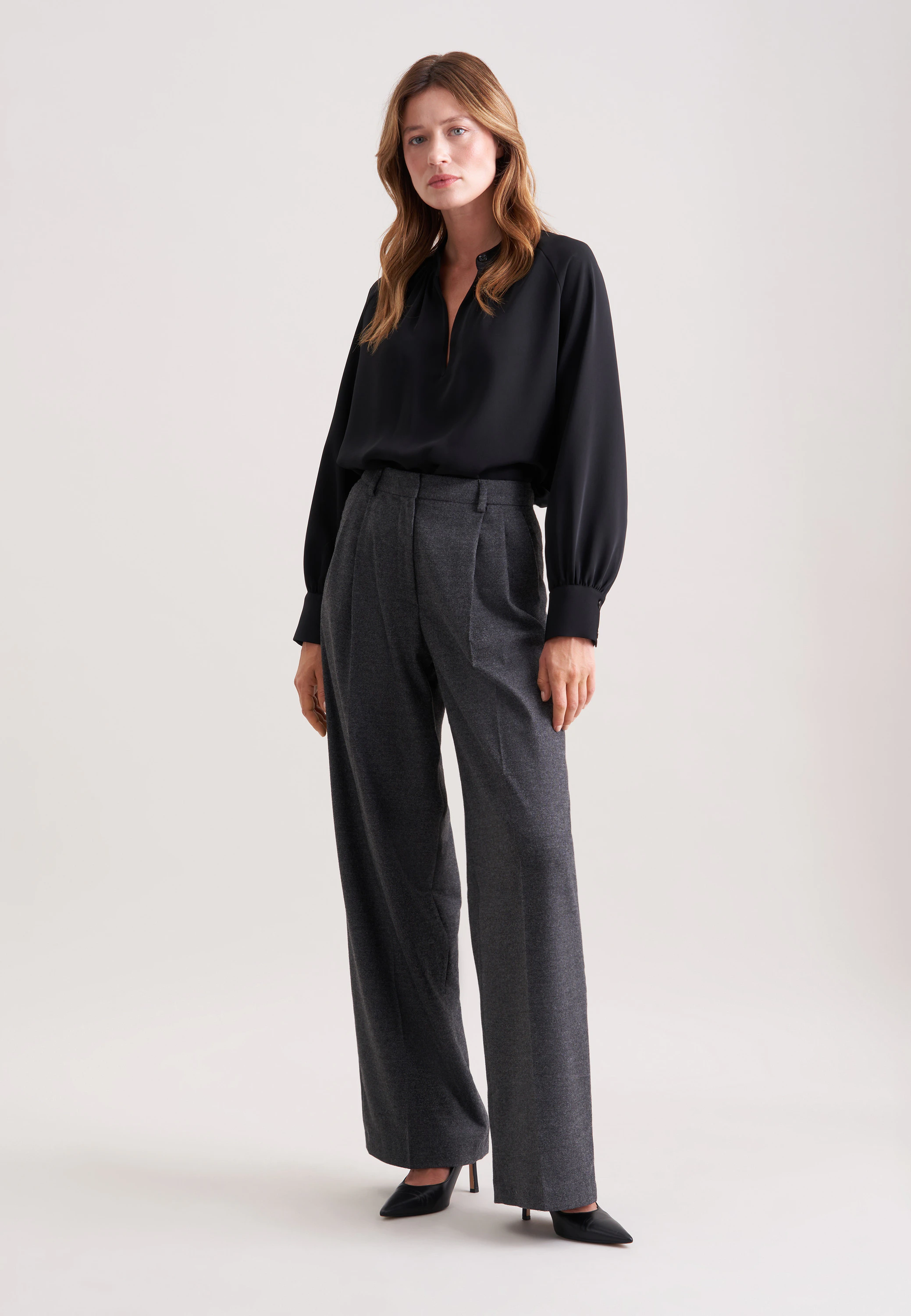 Bundfaltenhose aus Flanell Grau 40