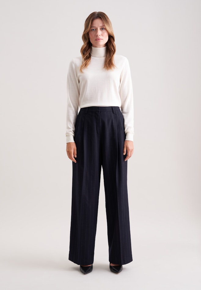 Bundfaltenhose aus Flanell Nadelstreifen in Dunkelblau | Seidensticker Onlineshop