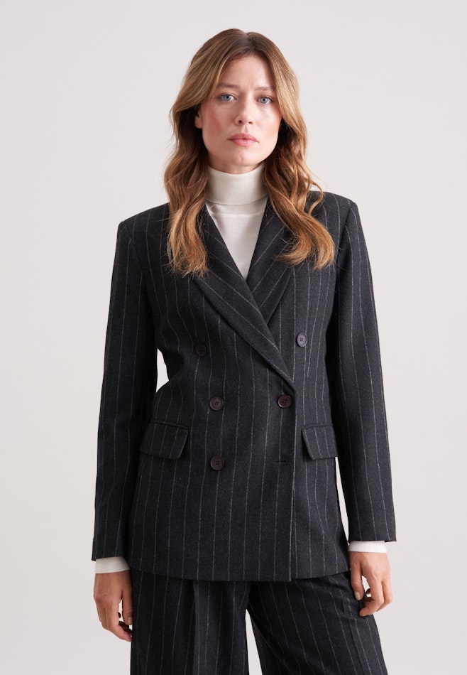 Zweireihiger Blazer aus Flanell Nadelstreifen in Grau | Seidensticker Onlineshop