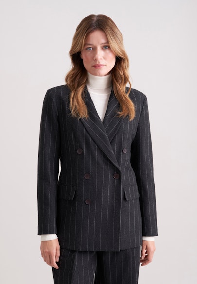 Zweireihiger Blazer aus Flanell mit Nadelstreifen in Grau |  Seidensticker Onlineshop