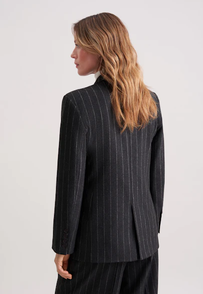 Zweireihiger Blazer aus Flanell mit Nadelstreifen in Grau |  Seidensticker Onlineshop
