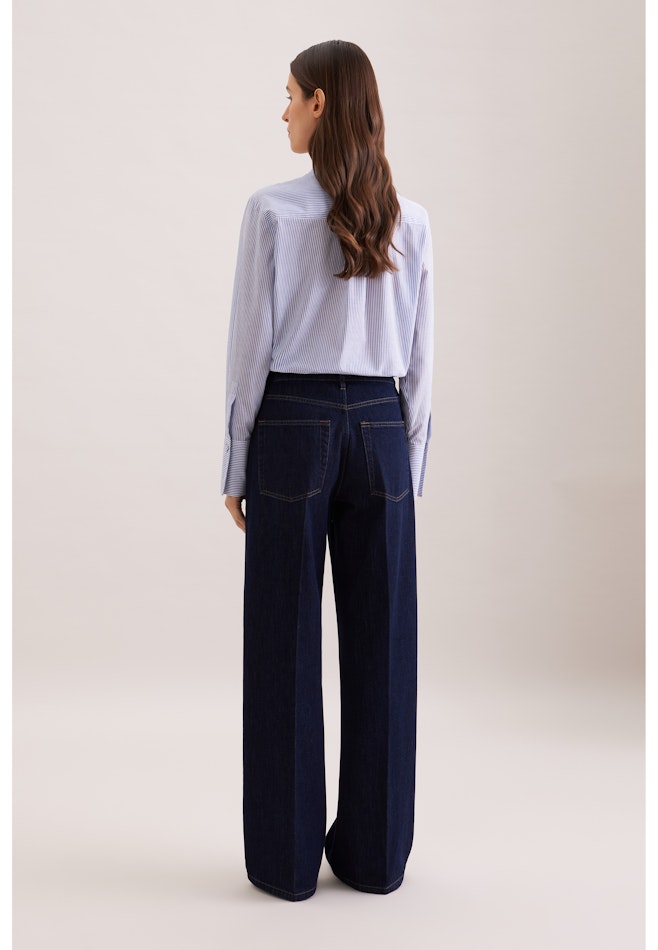 Wide- Leg Jeans High Waist mit Stretchanteil in Dunkelblau | Seidensticker Onlineshop