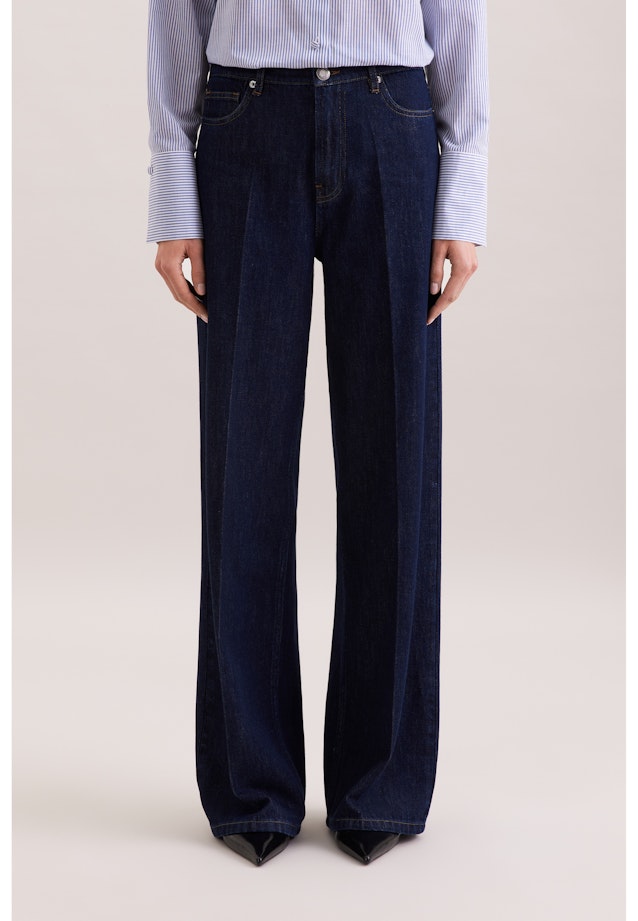 Wide- Leg Jeans High Waist mit Stretchanteil in Dunkelblau |  Seidensticker Onlineshop