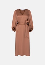 Satiniertes Blusenkleid mit V- Ausschnitt in Beige |  Seidensticker Onlineshop
