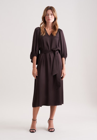 Robe chemisier en satin à col en V in Marron |  Seidensticker Onlineshop