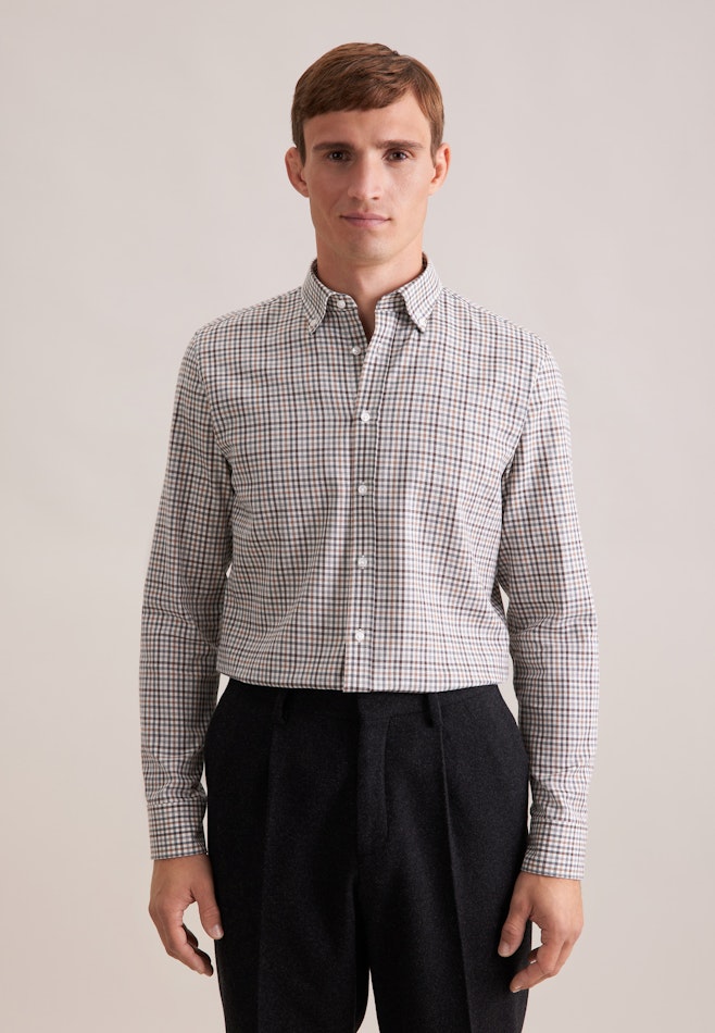 Slim Flanellhemd Karo in Braun | Seidensticker Onlineshop