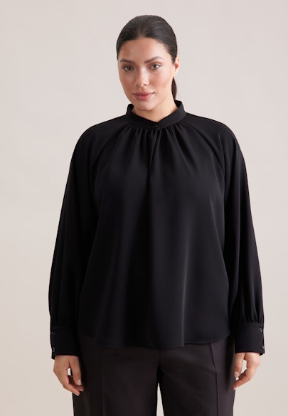 Raglanbluse mit Stehkragen in Schwarz |  Seidensticker Onlineshop