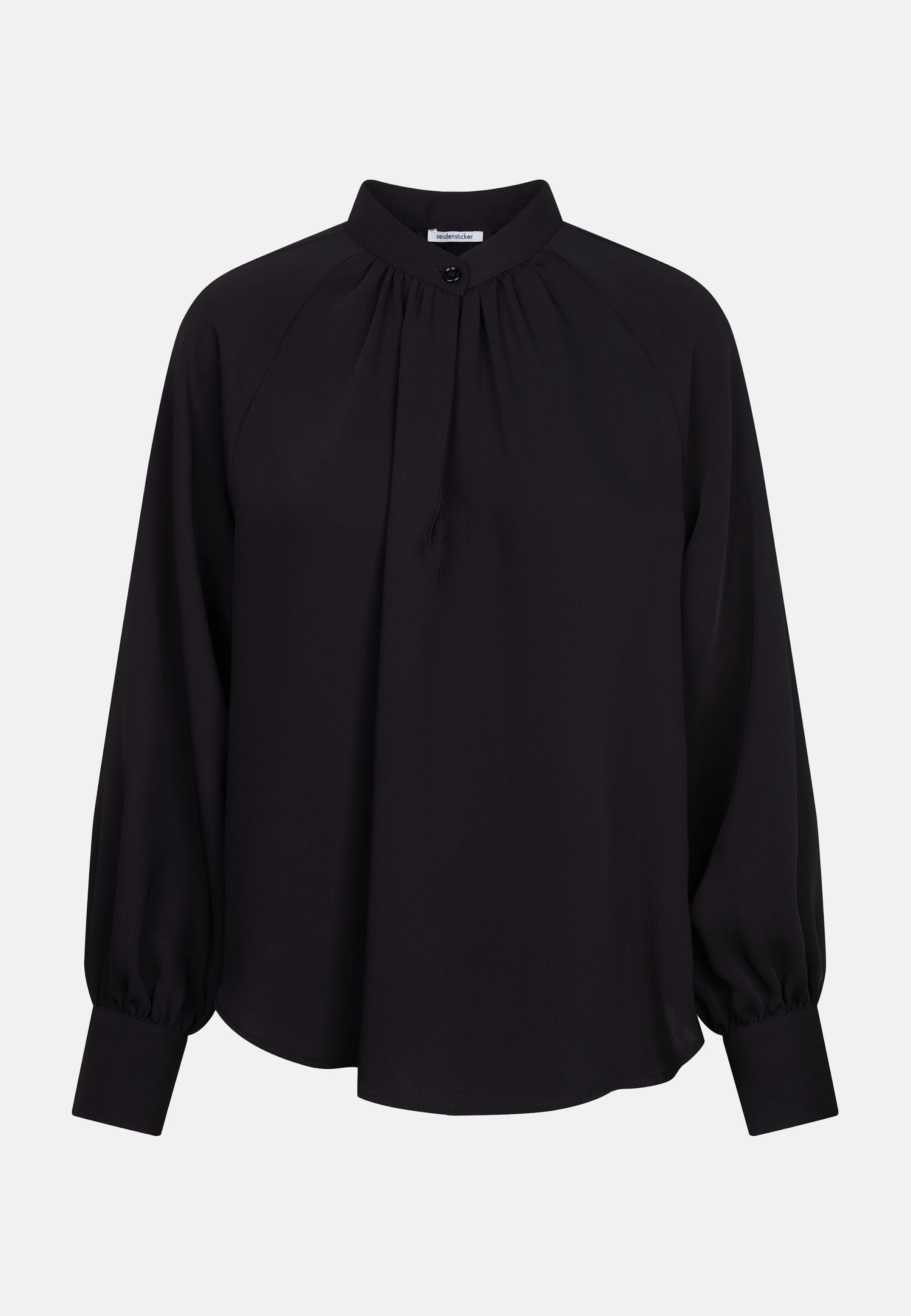 Women Raglan blouse with stand-up collar schwarz | Seidensticker