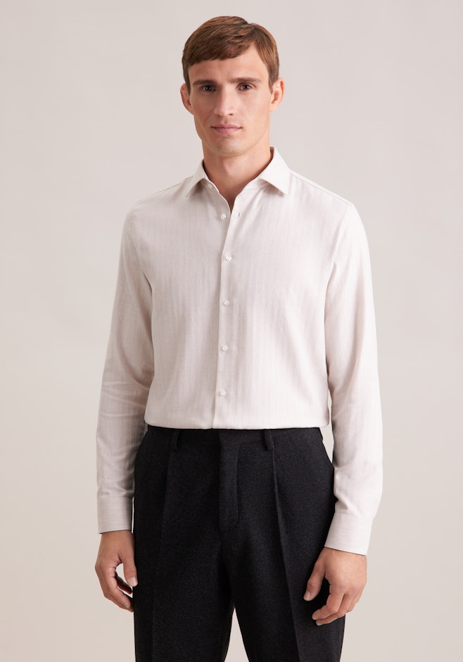 Slim Flanellhemd Fischgrat in Beige | Seidensticker Onlineshop