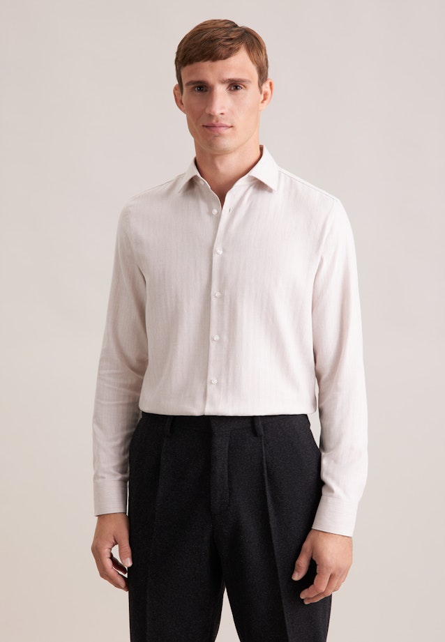 Slim Flanellhemd Fischgrat in Beige |  Seidensticker Onlineshop