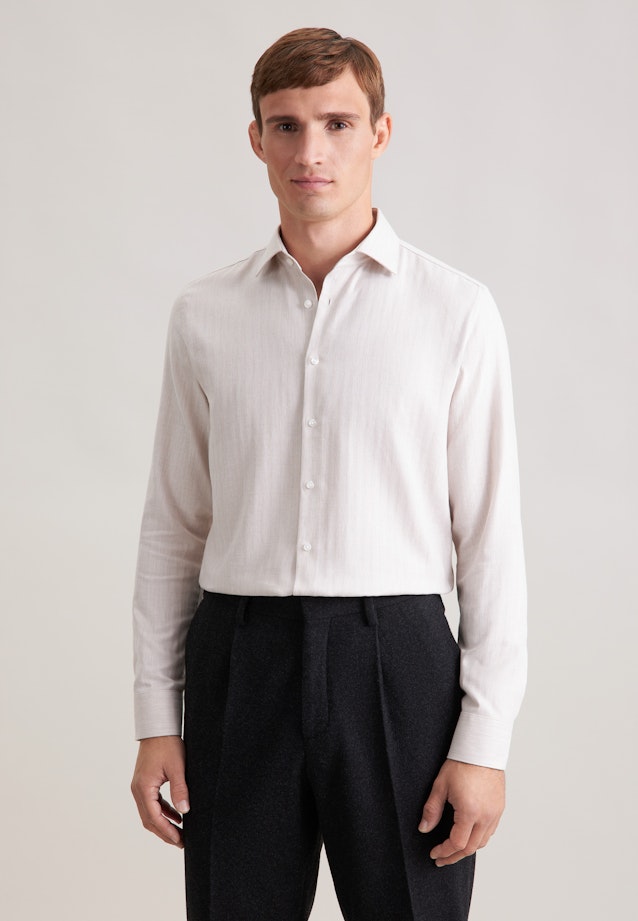 Slim Flannel shirt Herringbone in Beige |  Seidensticker Onlineshop
