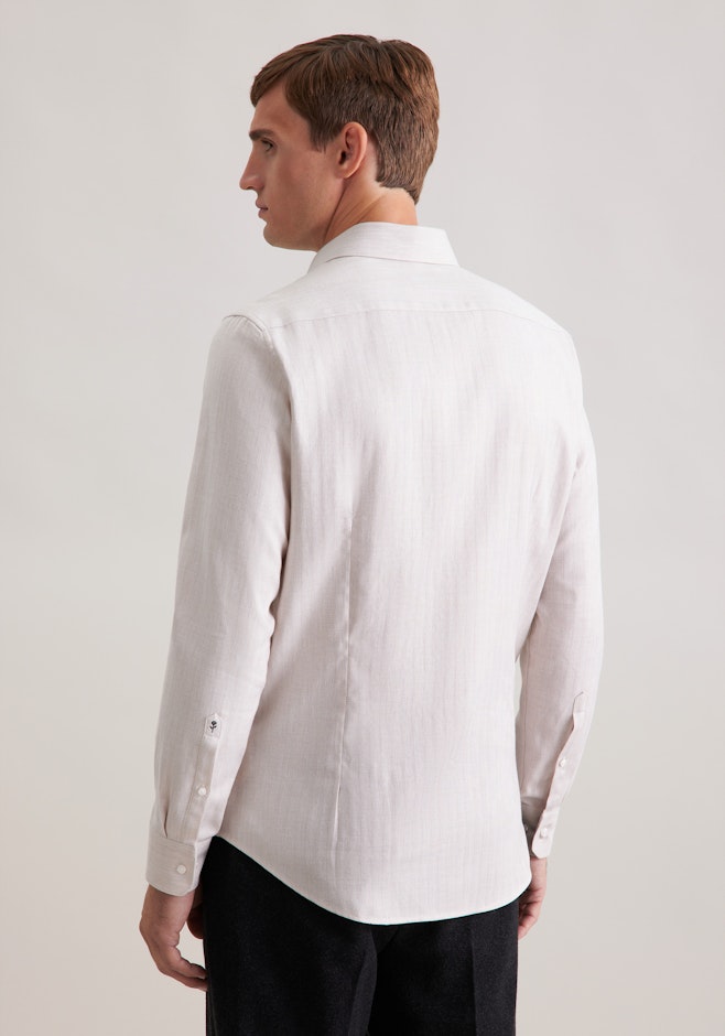 Slim Flanellhemd Fischgrat in Beige | Seidensticker Onlineshop