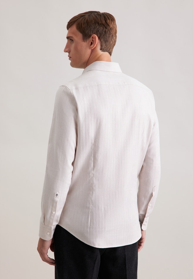 Slim Flanellhemd Fischgrat in Beige | Seidensticker Onlineshop