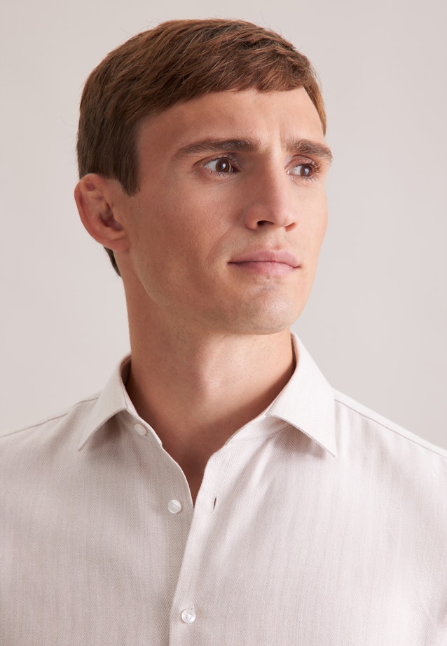 Slim Flanellhemd Fischgrat in Beige |  Seidensticker Onlineshop