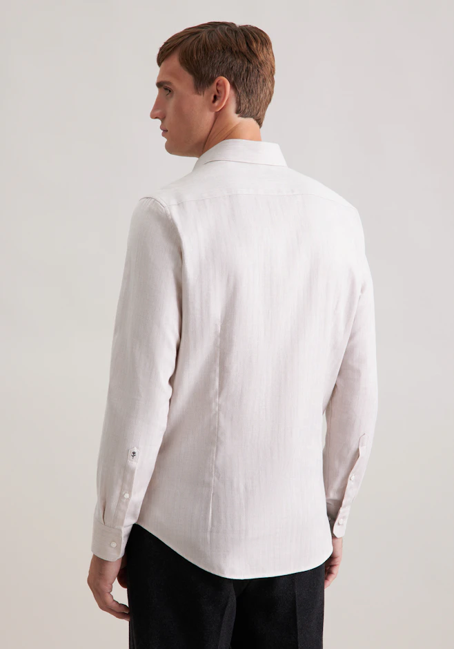 Shaped Flanellhemd Fischgrat in Beige | Seidensticker Onlineshop