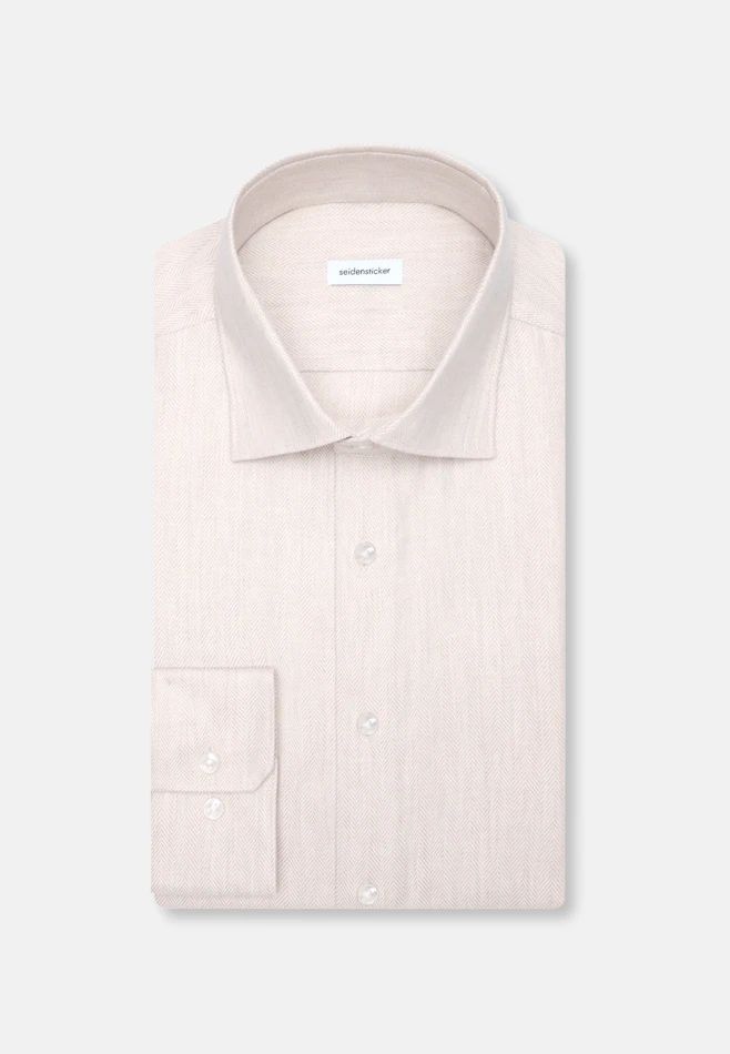 Shaped Flannel shirt Herringbone in Beige | Seidensticker online shop