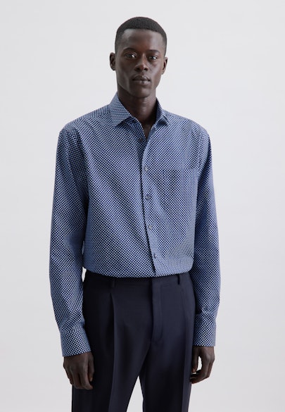 Regular Business shirt Print in Dunkelblau |  Seidensticker Onlineshop