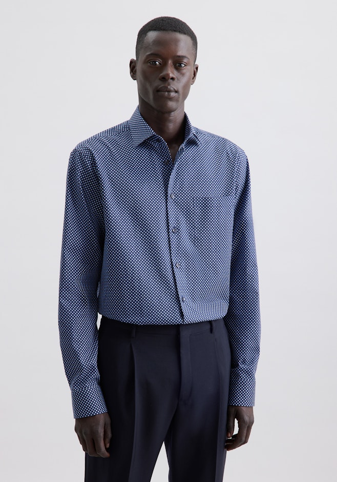 Regular Chemise d'affaires Imprimé dans Bleu Foncé | Boutique en ligne Seidensticker