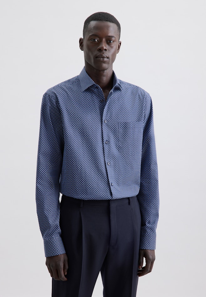 Regular Chemise d'affaires Imprimé dans Bleu Foncé | Boutique en ligne Seidensticker