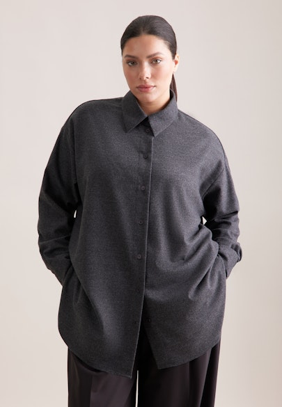 Oversize Bluse aus Flanell in Grau |  Seidensticker Onlineshop