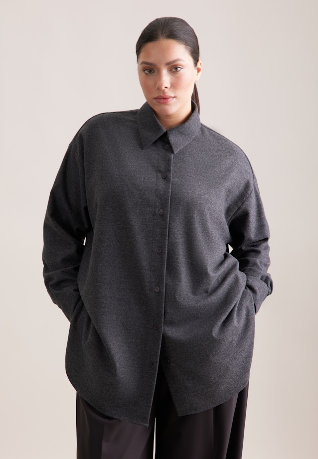 Oversize Bluse aus Flanell in Grau |  Seidensticker Onlineshop