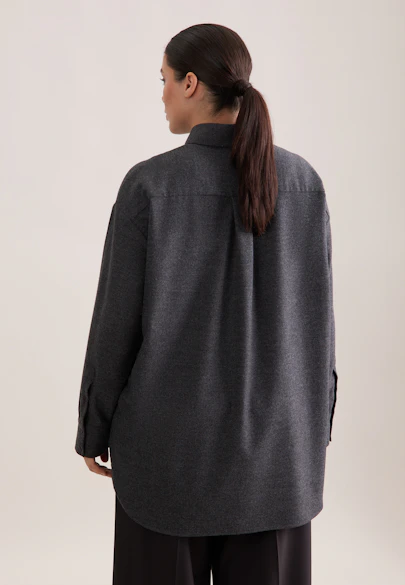 Oversize flannel blouse in Grey |  Seidensticker Onlineshop