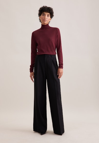 THE PANTS Bundfaltenhose aus Flanell in Schwarz |  Seidensticker Onlineshop