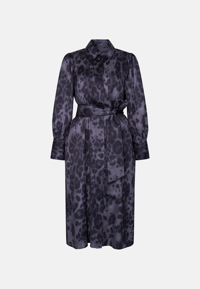 Satiniertes Hemdblusenkleid mit Gürtel in Grau | Seidensticker Onlineshop