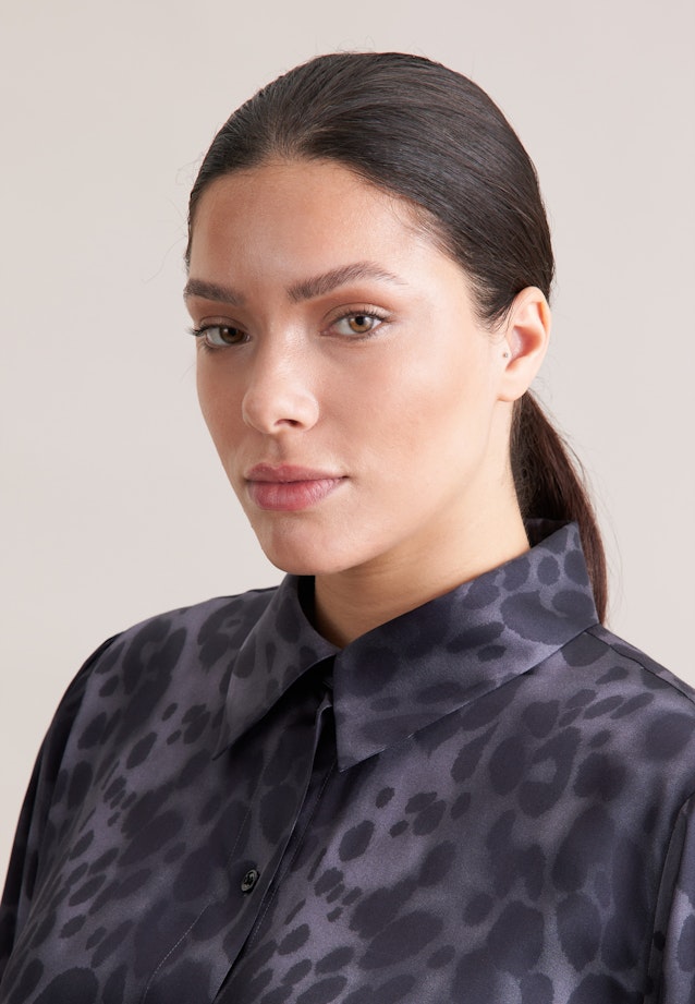 Satiniertes Hemdblusenkleid mit Gürtel in Grau |  Seidensticker Onlineshop