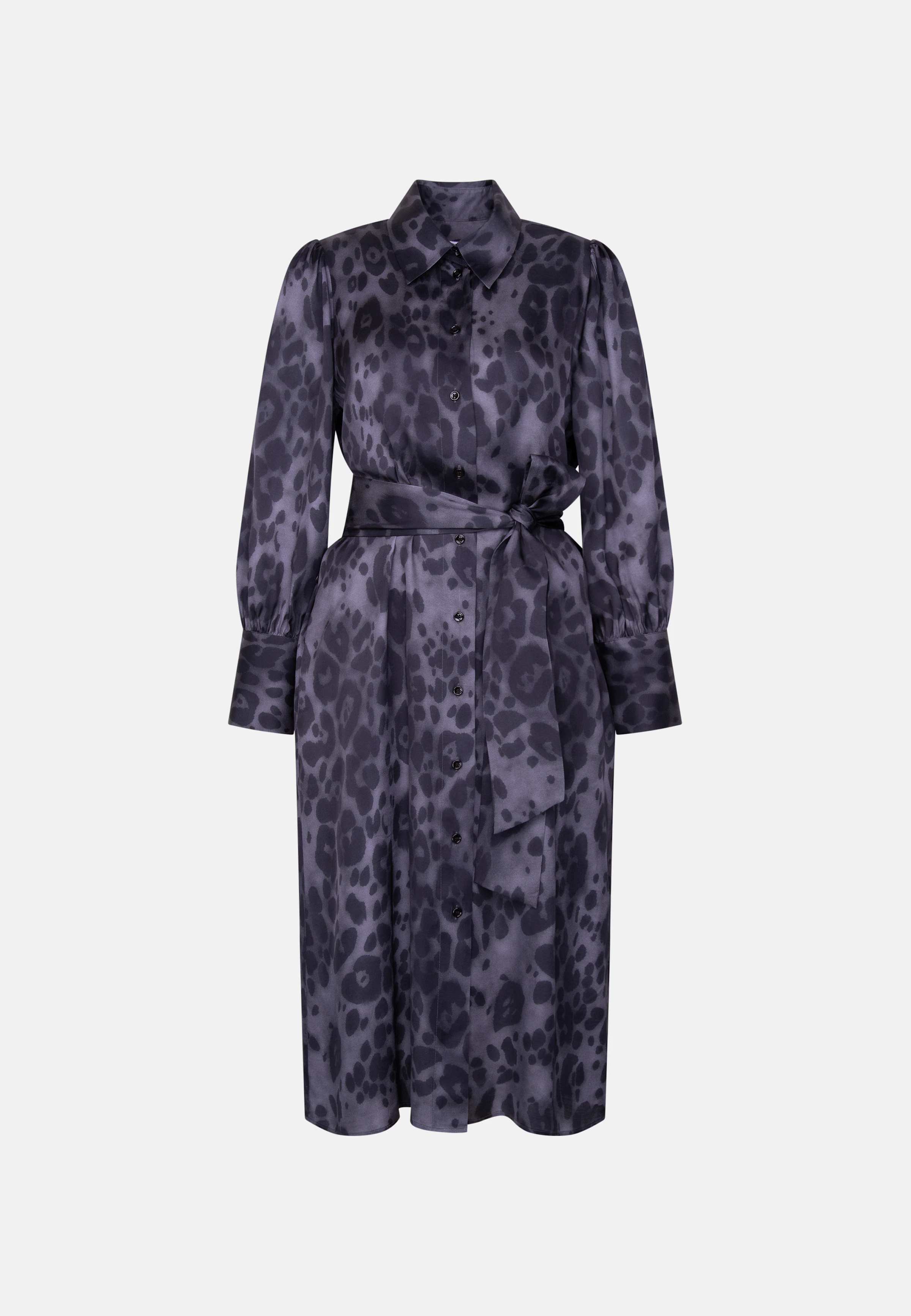 grey satin shirt dress with belt Oversized shirt