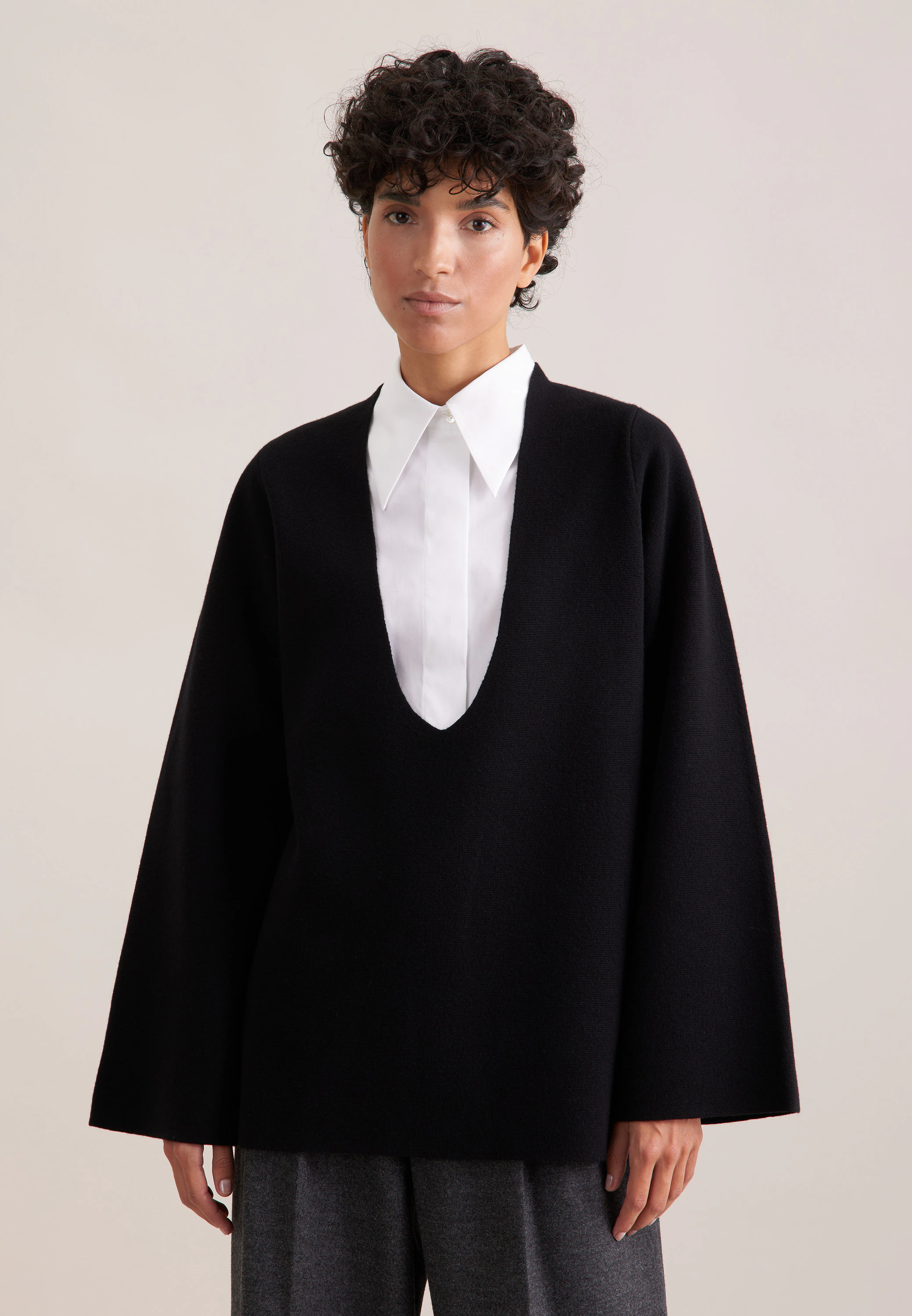 THE FRAME V-Neck Pullover mit Kaschmir Schwarz XL