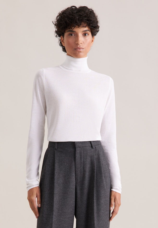 THE ESSENTIAL Feinstrick Rollkragenpullover mit Seide in Weiß | Seidensticker Onlineshop