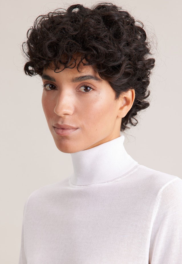 THE ESSENTIAL Feinstrick Rollkragenpullover mit Seide in Weiß |  Seidensticker Onlineshop