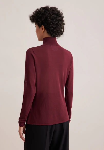 THE ESSENTIAL Pull à col roulé en maille fine avec soie in Rouge |  Seidensticker Onlineshop