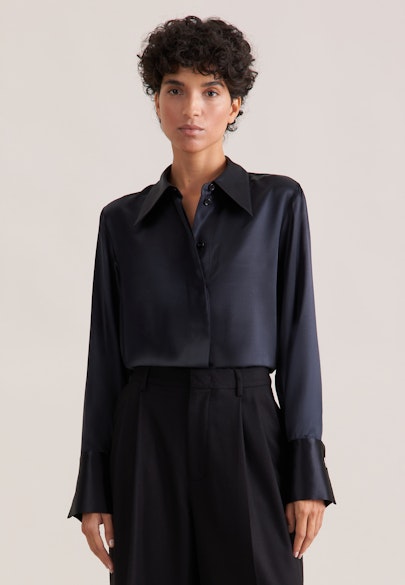 THE STAR Blouse fluide en satin in Noir |  Seidensticker Onlineshop