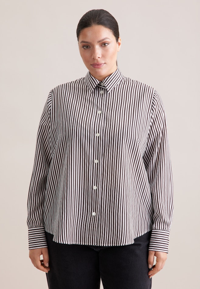 Flowing shirt blouse with stripes in Braun | Seidensticker online shop
