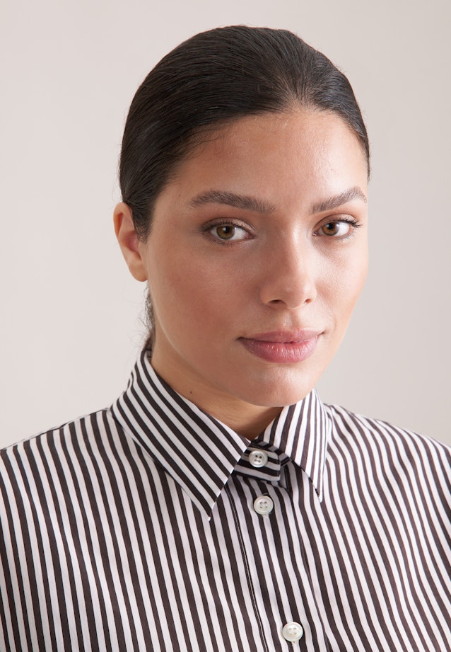 Fließende Hemdbluse mit Streifen in Braun |  Seidensticker Onlineshop