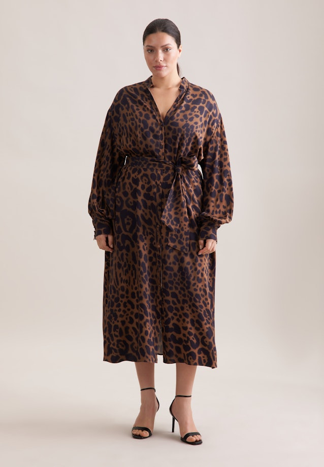 Satiniertes Kleid mit voluminösen Ärmeln in Braun |  Seidensticker Onlineshop