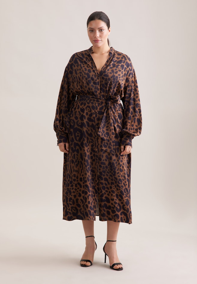 Satiniertes Kleid mit voluminösen Ärmeln in Braun | Seidensticker Onlineshop