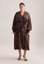 Satiniertes Kleid mit voluminösen Ärmeln in Braun |  Seidensticker Onlineshop