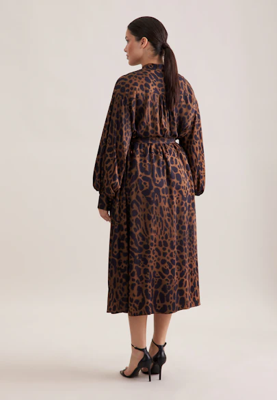 Satin dress with voluminous sleeves in Braun |  Seidensticker Onlineshop