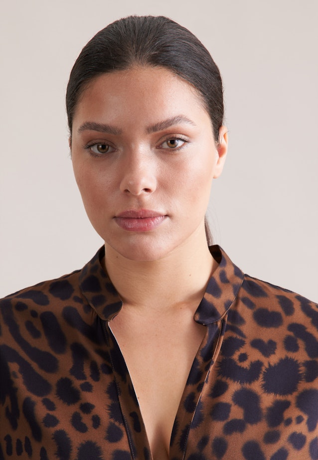 Satiniertes Kleid mit voluminösen Ärmeln in Braun |  Seidensticker Onlineshop