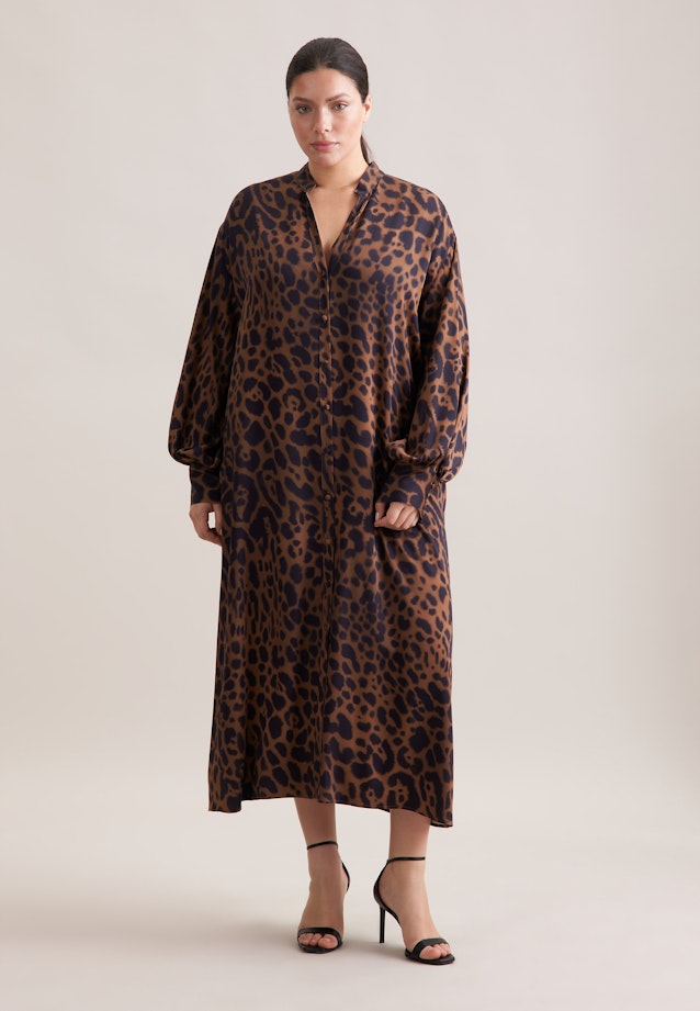 Satiniertes Kleid mit voluminösen Ärmeln in Braun |  Seidensticker Onlineshop