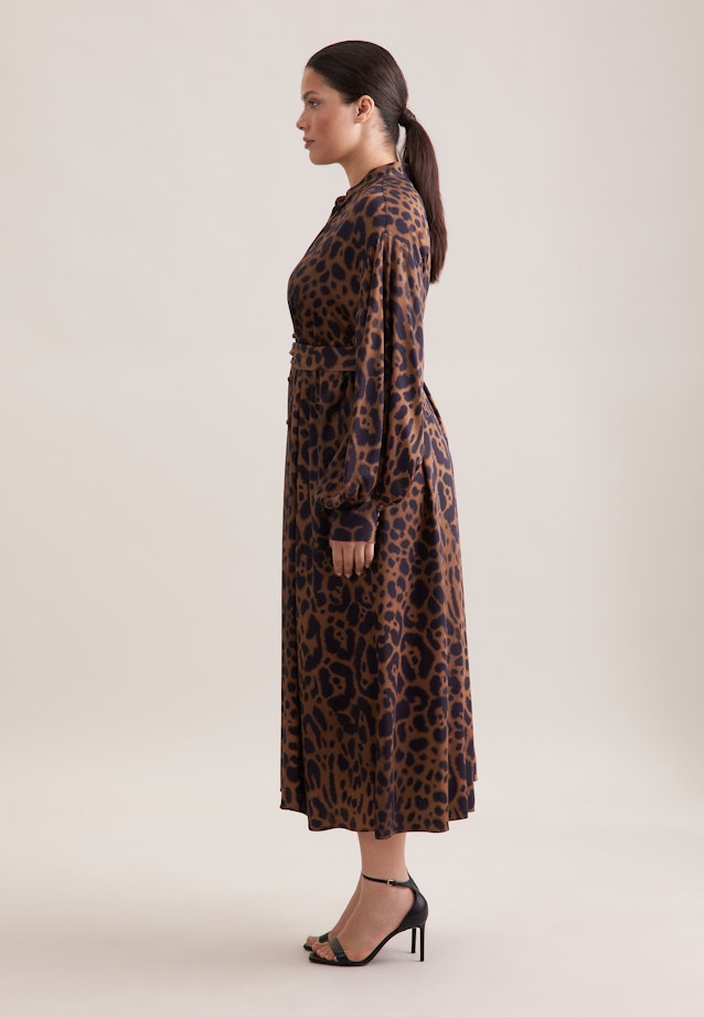 Satiniertes Kleid mit voluminösen Ärmeln in Braun |  Seidensticker Onlineshop